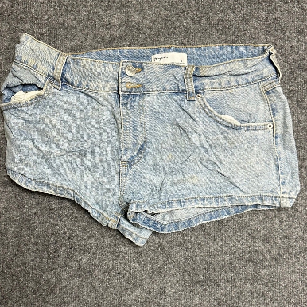 Supre Denim Shorts Womens Size 12 Light Wash Low Rise Cotton Blend Casual Summer